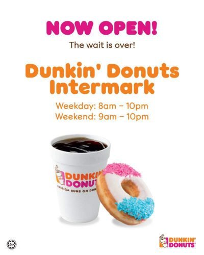 Diskaun 50% Sempena Pembukaan Dunkin 'Donuts Di Intermark 