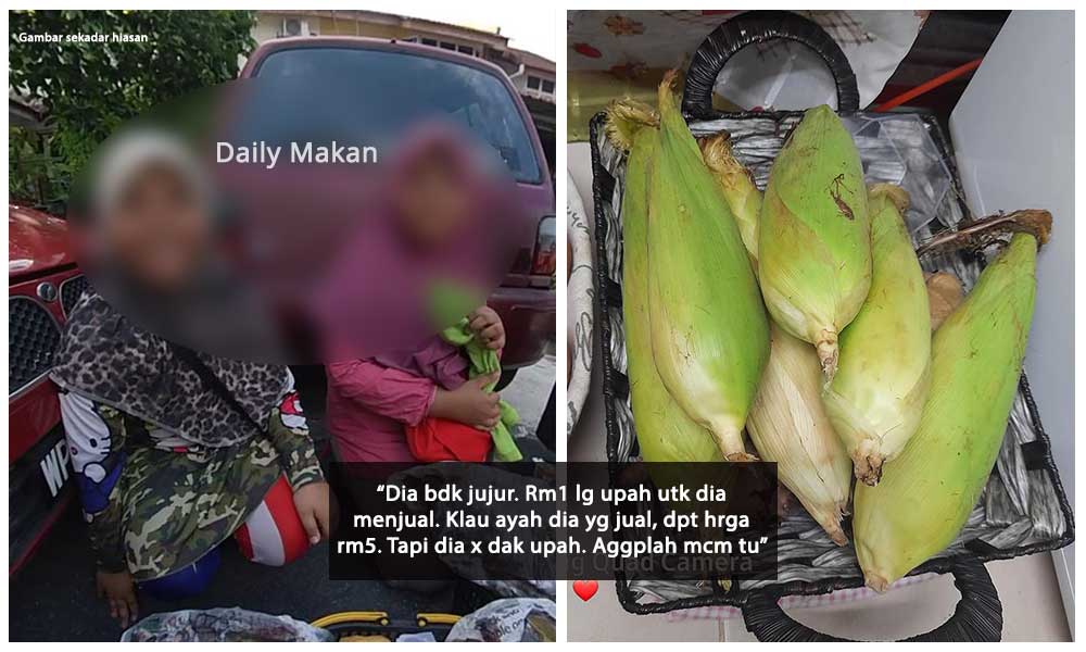 Kanak-kanak jual jagung jujur