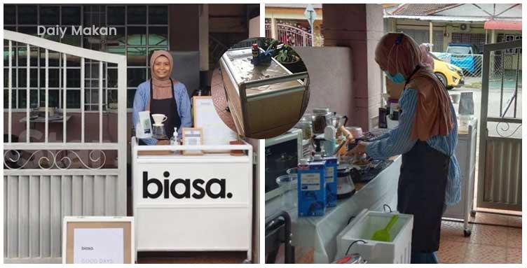 wanita ubah suai kabinet jual kopi hipster