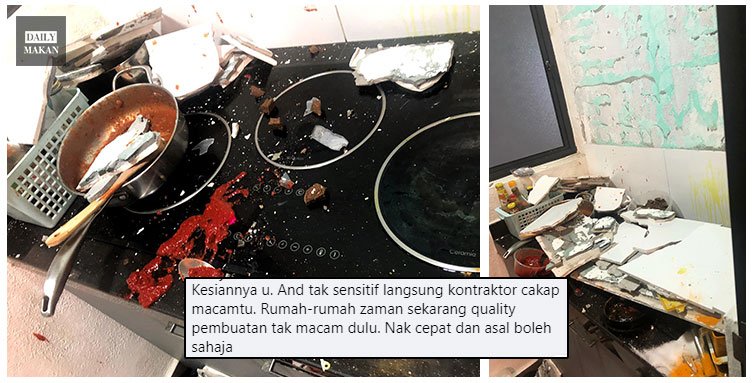 tiles tiba-tiba jatuh hempap dapur