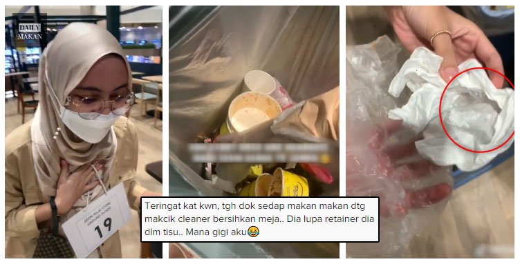 gadis tak sengaja buang retainer