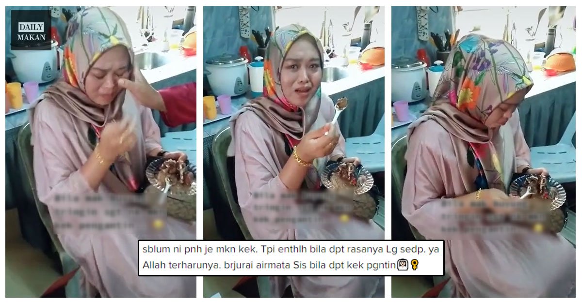 wanita mengandung mengidam makan kek pengantin