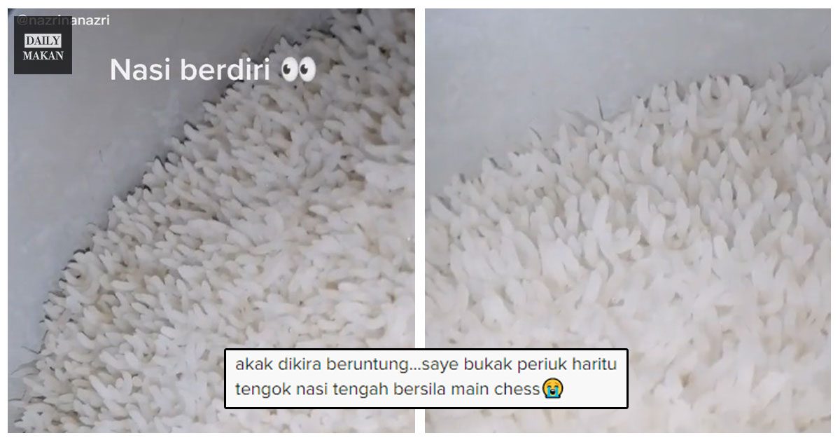 Wanita Geram Tengok Nasi Yang Dimasak Berdiri