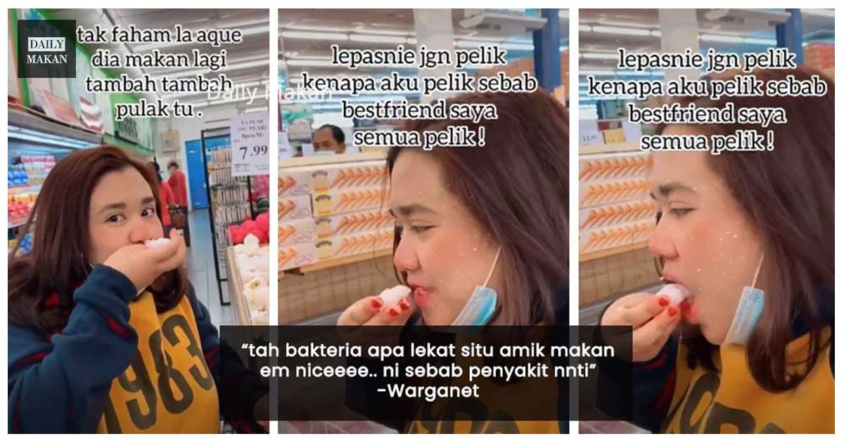 aksi gadis makan ais