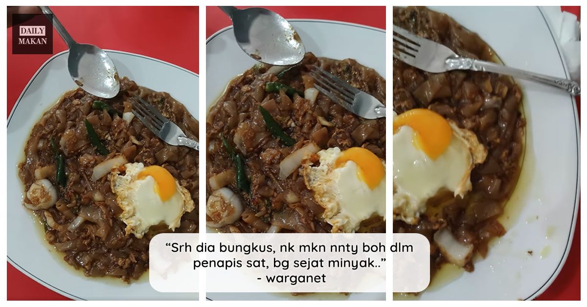 kueh teow goreng basah penuh minyak