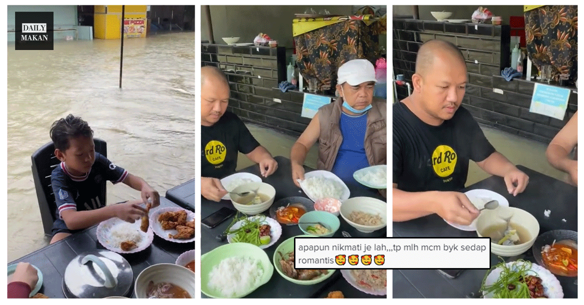 nasi putih dengan lauk ikan singgang