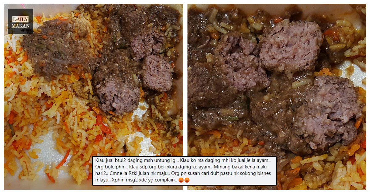 daging berketul dalam nasi briyani