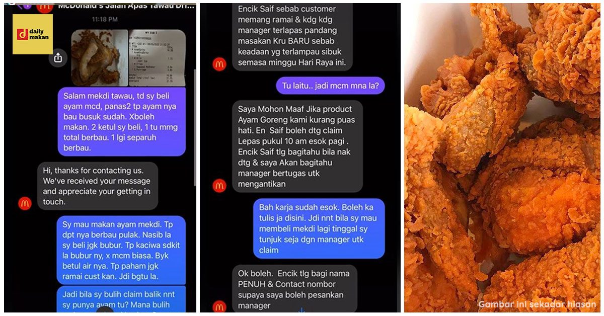 pelanggan dapat ayam busuk Mcdonalds