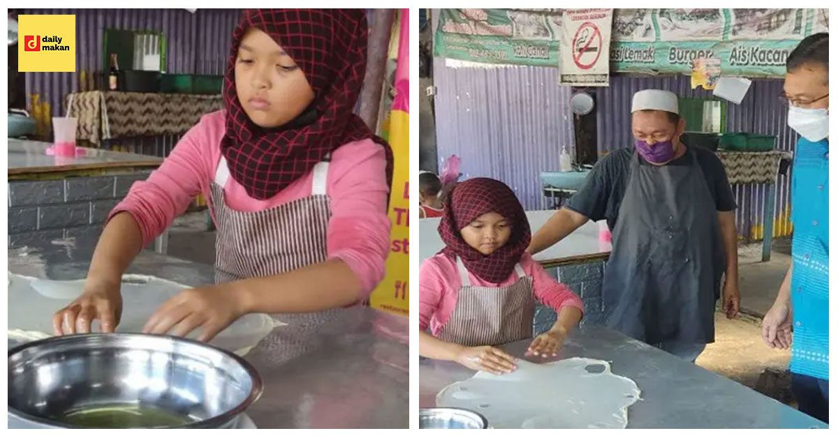 murid tahun 1 tebar roti canai