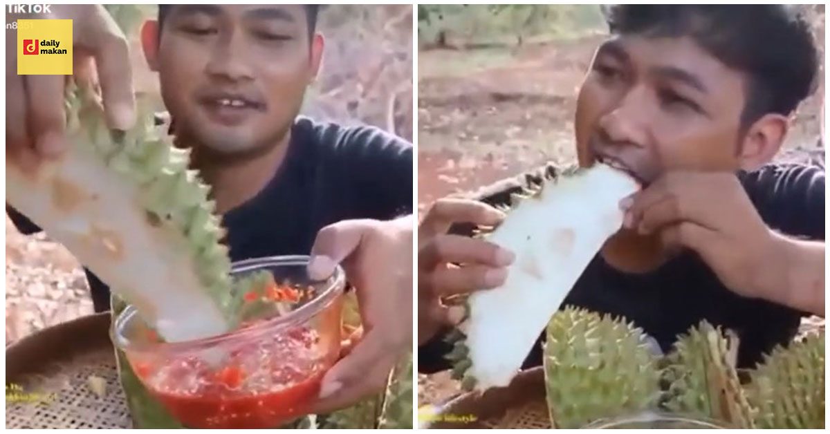 lelaki makan kulit durian