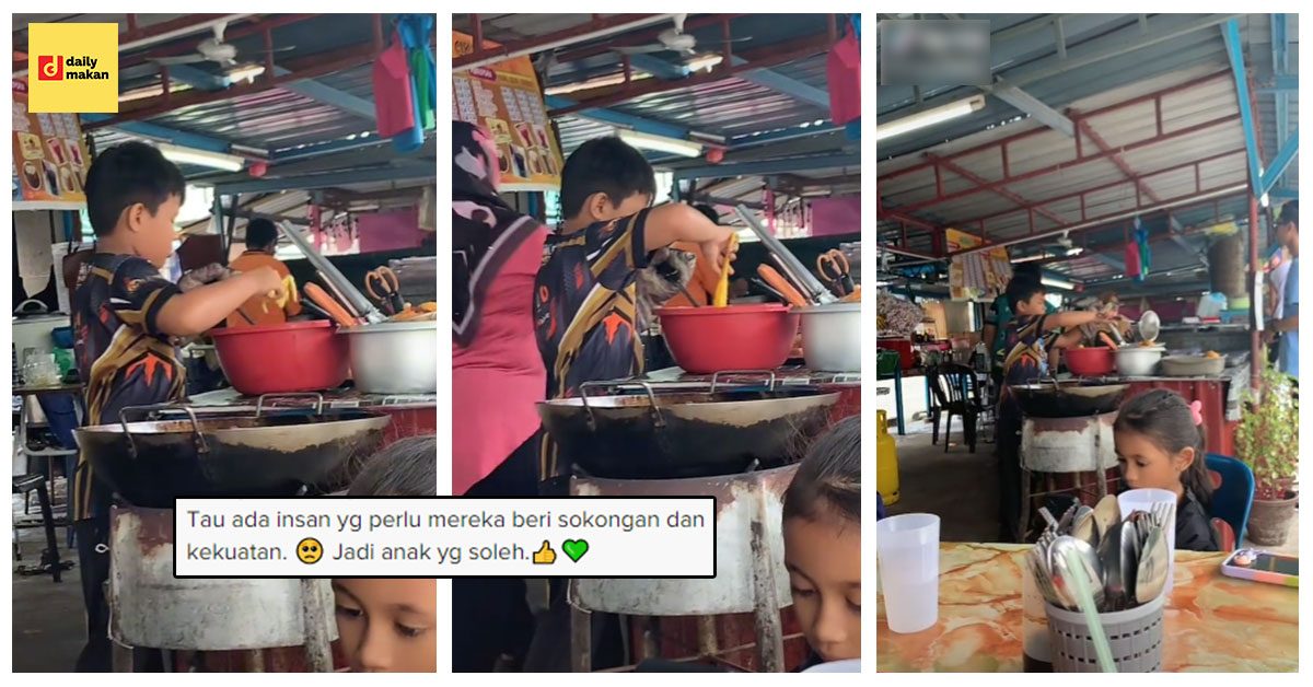 Gigih Tolong Ibu Di Kedai Makan