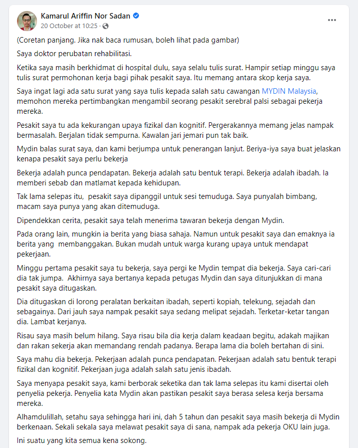 Mydin beri peluang pekerjaan untuk golongan OKU