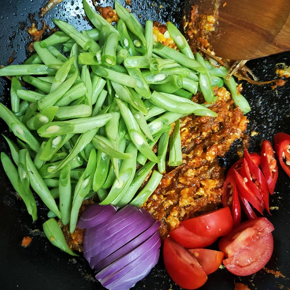 Kacang Buncis Belacan Ikan Bilis Bersama Telur