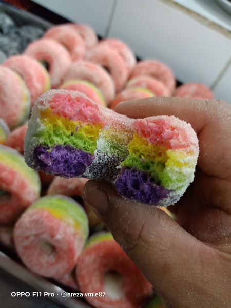 resepi donut pelangi