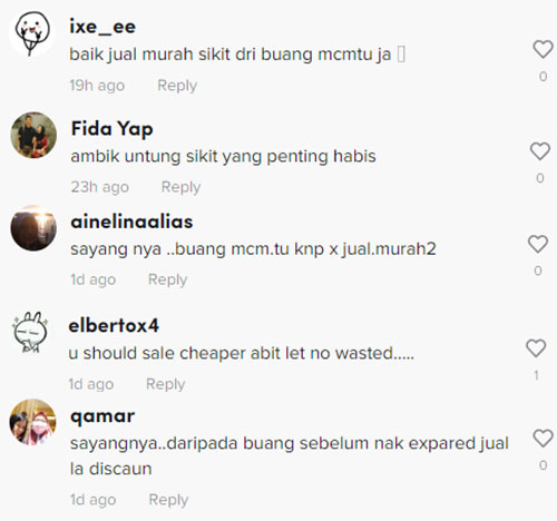 peniaga buang kek dah expired