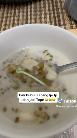 bubur kacang hijau tapi jadi taugeh