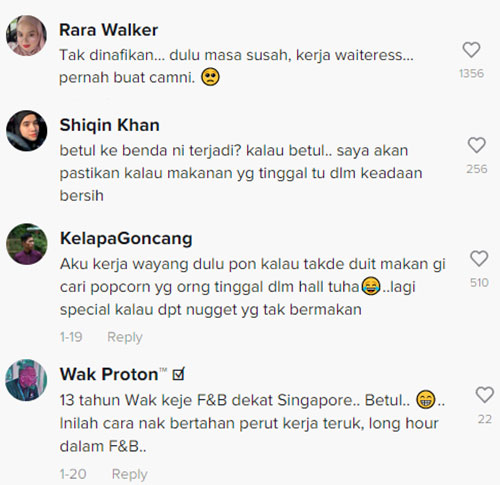 makan baki makanan pelanggan tak habis