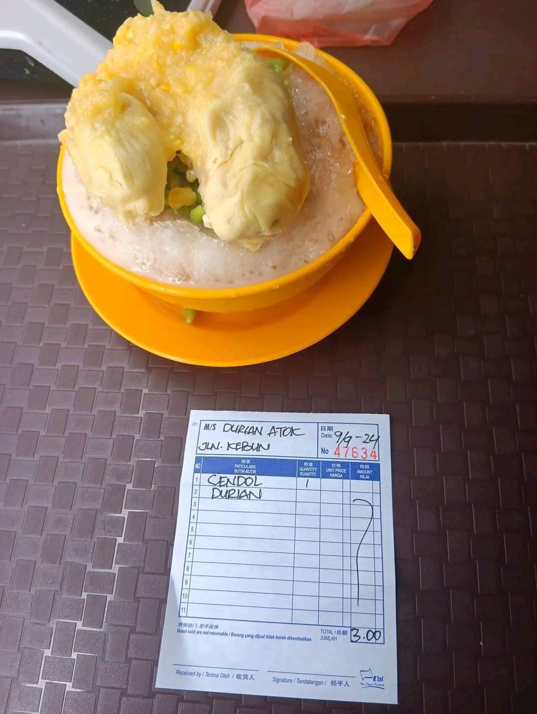 cendol durian RM3